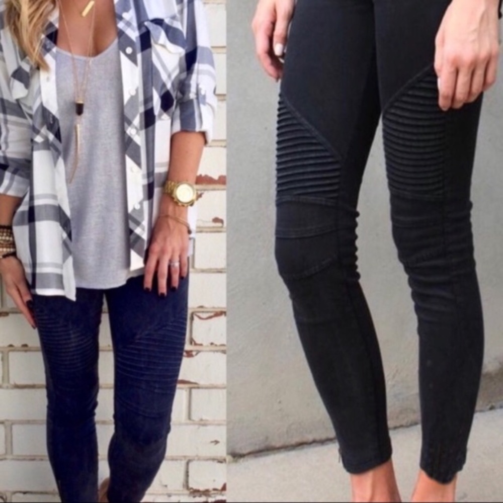 🌟Classic Black Moto Biker Pants🔥